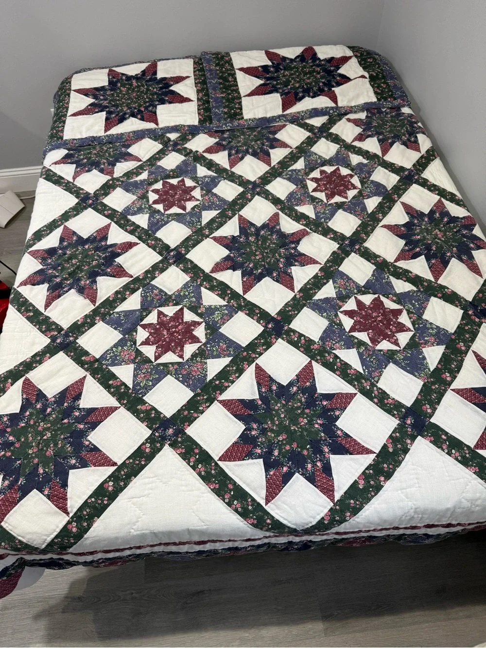 Quilt 8-Point Star Patchwork  Quilt Full Size With 2 Matching Shams